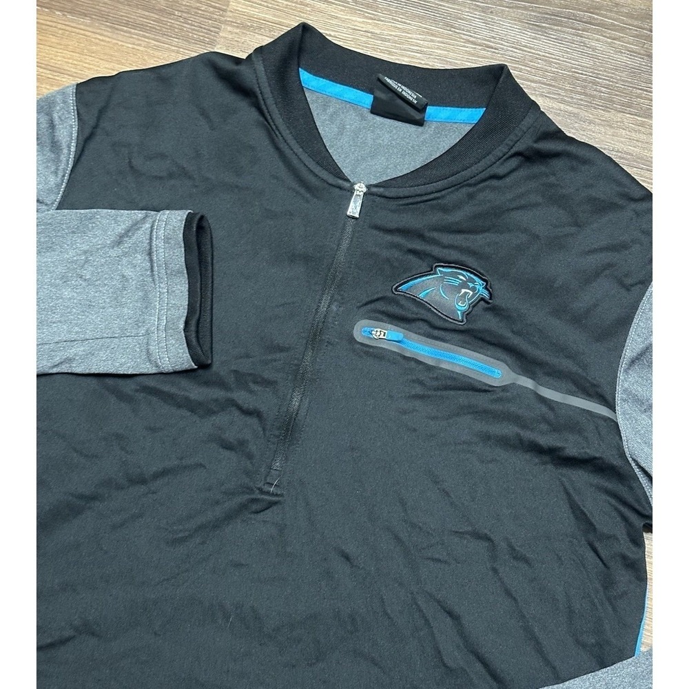 Nike NFL On-Field Carolina Panthers Black 1/4 Zip Pullover Coaches Jacket Sz M